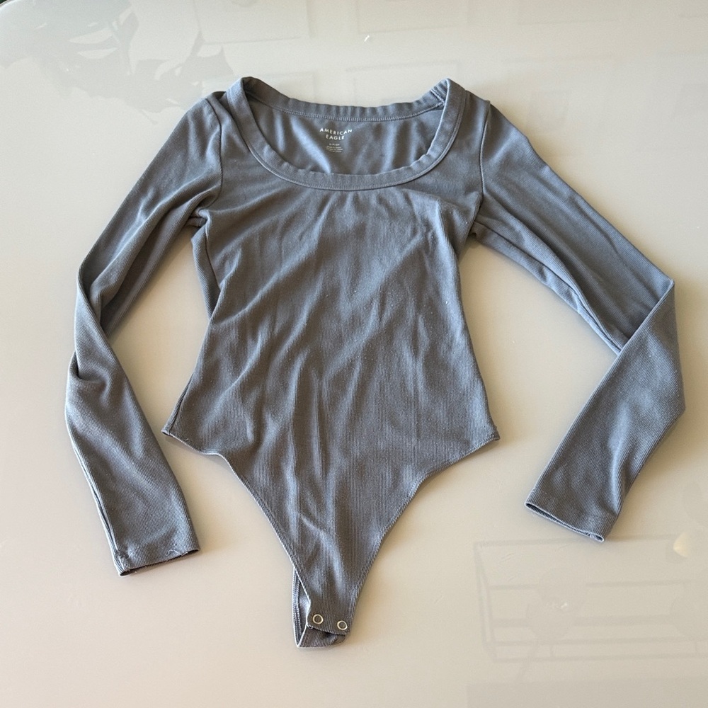 American Eagle Sleeve Bodysuit- Grey Small